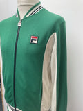zip  vintage  Urban Village Vintage  urban village  tracktop  Stripes  striped  stripe  sportswear  sports jacket  sports  retro  Mens jacket  mens  M  logo  Jacket  Green  FILA  elasticated