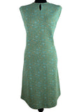 Vintage 1960s Patterned Sleeveless Dress in Blue - Size UK 16-18