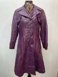 Rare 60s 70s Vinyl Double Breasted Trench Coat - Size 12