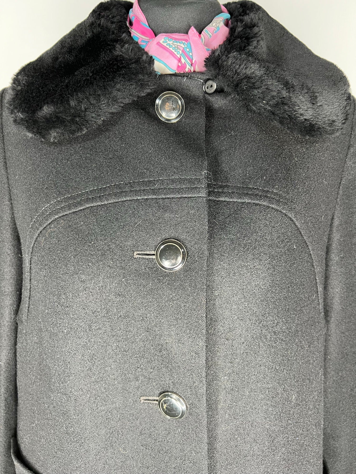womens jacket  womens coat  womens  Winter Coat  Windsmoor  vintage  Urban Village Vintage  urban village  sheepskin collar  Jacket  coat  button  black  60s  1960s  14