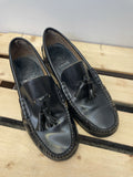 Urban Village Vintage  urban village  tasselled  tassel  stitch detail  Spain  slip on  penny loafers  MOD  mens  loafers  leather stitch  Leather  heeled  heel  Black Leather  black  8  70s  60s  1970s  1960s
