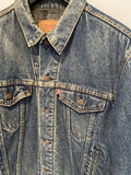 Vintage 90's 1990's Levis Blanket Lined Denim Trucker Jean Jacket Blue XL 46 Mens Clothing