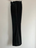 W32  vintage  Urban Village Vintage  trousers  stripe  pleat leg  pleat front  pinstripe  mens  L32  flares  flared leg  check  black  70s  70  1970s