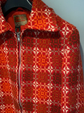 Vintage 1960s Welsh Wool Tapestry Jacket with Fringing by Jon Ro in Red Small Urban Village