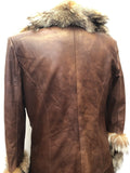 womens  Winter Coat  vintage  real fur  long coat  Leather detailing  Leather  fox fur  coat  brown  Avinue London Urban Village Vintage