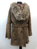 Richard Draper  zip front  zip  womens  vintage  Urban Village Vintage  urban village  Suede Jacket  Suede  sheepskin collar  Sheepskin  pockets  long sleeve  Jacket  hippy  hippie  dark brown  brown  70s  1970s  14