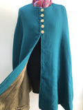 womens  vintage  Urban Village Vintage  Turquoise  stitch detailing  Green  cape jacket  cape  button front  60s  1960s  10