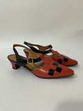 mod shoes  womens  vintage  Urban Village Vintage  urban village  slingback  shoes  retro  red black  Red  pointed toe  modette  MOD  Leather  kitten heel  dolly  chequerboard  60s  1960s