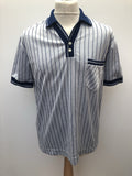 1970s Count Christie Stripe Polo Top in Blue - Size L