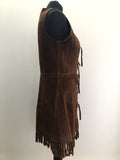 womens jacket  womens coat  womens  waistcoat  vintage  vest  Urban Village Vintage  summer  Suede Jacket  suede fringing  Suede  Jacket  fringing  dark brown  brown  60s  1960s  10