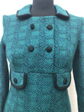zip back  zip  womens  vintage  Urban Village Vintage  urban village  long sleeve  long  green  double breasted  decorative buttons  check pattern  check dress  Belted waist  60s  1960s  10