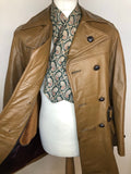 vintage  Urban Village Vintage  urban village  S  pockets  mens  long sleeve  Leather Jacket  Leather  front pockets  chest pockets  Brown  Belted waist  belted jacket  belted  belt  70s  1970s