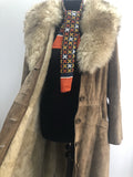 womens  vintage  Urban Village Vintage  urban village  Suede Jacket  Suede  sheepskin collar  Sheepskin  pockets  long sleeve  hippy  hippie  coat  button front  brown  70s  1970s  12