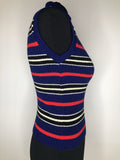 vintage  Urban Village Vintage  top  sweater  stripes  sleeveless  red  multi  Lightweight Knit  light knit  knitwear  knitted  knit  jumper  blue  70s  1970s  10