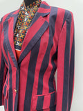 womens jacket  womens coat  womens  vintage  Urban Village Vintage  urban village  stripey  Stripes  striped  retro  red  prestige  pockets  MOD  long sleeve  Jacket  gold button  gold  button down  button  boating jacket  blue  blazer jacket  Blazer  70s  60s  1970s  1960s  10