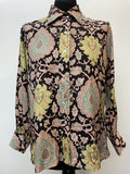 Vintage 1970s Dagger Collar Ethnic Patterned Blouse - Size UK 14