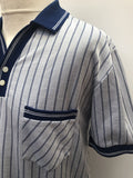 vintage  Urban Village Vintage  top  Three button  Stripes  sportswear  sports polo  polo top  polo  mens  L  Count Christie  blue  70s  1970s