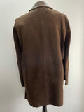 Womens 1960s Brown Moleskin Mod Leather Single Breasted Jacket - Size 12-14