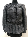womens  Warwick Model  vintage  Urban Village Vintage  top  silver  lurex  disco  blouse  black  balloon sleeves  70s  70  1970s  10
