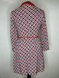 womens  Wendy  vintage  retro  red  MOD  made in england  long sleeve  Jacket  dress  diamond pattern  collar  60s  1960s