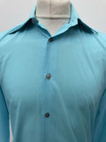 vintage  Urban Village Vintage  urban village  turqoise  tootal  mens  long sleeve  L  disco  dagger collar  collar  button  blue  big collar  70s  1970s