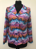 womens  vintage  Urban Village Vintage  top  print  multi  collar  blouse  70s  1970s  10