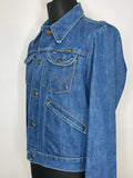 wrangler  western  vintage  pointed collar  medium  M  large collar  jacket  indigo  denim  dagger collar  blue  70  1970s