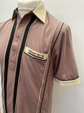 vintage  Urban Village Vintage  urban village  Three Button  summer  Stripes  polo top  polo shirt  polo  pockets  mens  maroon  Gabicci  collared  collar  chest pockets  button  brown  70s  3 button  1970s