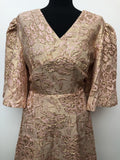 zip  womens  wide sleeve  vintage  V-Neck  Urban Village Vintage  urban village  pink  metallic  lurex  gold  glitter  evening dress  dress  back zip  70s  1970s  14