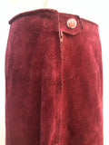 womens  winter  vintage  Urban Village Vintage  urban village  Suede  Skirts  skirt  retro  Red  press stud fastening  MOD  Mini Skirt  knee length  autumnal  autumn  A-Line  70s  70  1970s  12