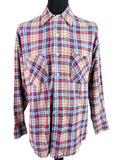 Vintage 1970s Checked Flannel Shirt in Red and Blue - Size L