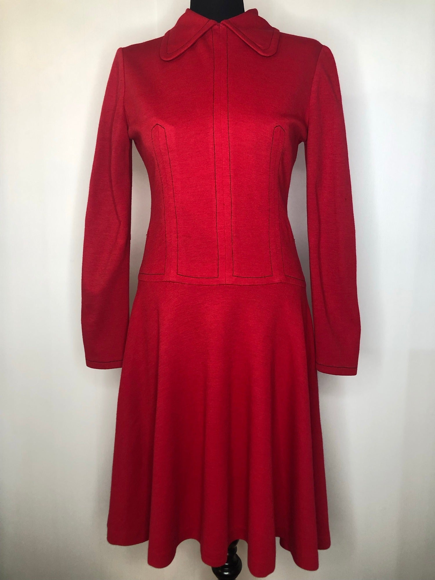 Vintage 1960s Round Collar Stitch Detail Dress by Windsmoor Size UK 10 Urban Village Vintage UrbanVillageVintage