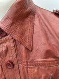 vintage  Urban Village Vintage  urban village  safari style  Safari jacket  safari  retro  mens  M  long sleeve  light brown  Jacket  dress  collar  button down  burton  brown leather  brown  big collar  70s style  70s  1970s