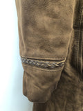 Nestos of Galway  Julian Vard  womens  vintage  Suede Jacket  Suede  long coat  Leather  coat  brown  Braided Leather Detail  70s  60s  1970s  1960s Urban Village Vintage
