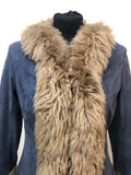 Womens Vintage 1960s / 1970s Sheepskin Coat by Skin Things - Blue - Size 10 - Urban Village Vintage