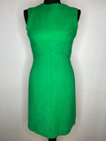 Vintage 1960s Sleeveless Stitch Detail Mod Dress in Green - Size UK 8