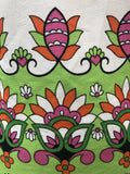 womens  wide sleeve  white  vintage  top  multi  Indian Print  green  floral print  flare sleeve  ethnic print  dagger collar  blouse  70s  1970s  12