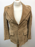 Vintage Fitted Safari Style Corded Jacket In Camel - Size S