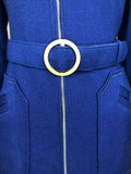 womens  waist belt  vintage  Urban Village Vintage  MOD  jacket  front zip fastening  decorative buttons  blue  60s  1960s  10