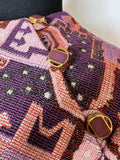 womens  vintage  tapestry design  tapestry  round neck  retro  purple  modette  mod dress  MOD  mini dress  mini  Fabiola dress  Erba  dress  decorative buttons  abstract print  a-line  60s  1960s  12