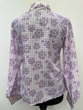 womens shirt  womens  vintage  Urban Village Vintage  urban village  Shirt  retro  purple  long sleeve  floral shirt  floral print  floral dress  dress  collar  checkered  checked  check shirt  check  button down  button  blouse  big collar  Beagle collar  beagle  70s  60s  1970s  1960s  12
