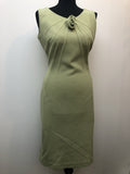 womens  vintage  Urban Village Vintage  sleevless  pockets  pencil dress  MOD  green  dress  Davisella Model  crimplene  back zip  60s  1960s  12