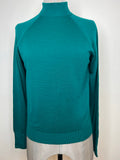 Vintage 1960s Knitted Crew Neck Wool Mod Jumper in Green - Size UK 12
