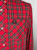 vintage  Urban Village Vintage  tartan  Shirt  retro  Red  MOD  mens  long sleeves  Long sleeved top  long sleeve  L  Fred Perry  fred  embroidered logo  Embroidered  collar  checked  button down collar  button down
