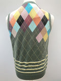 workwear  vest  Tank Top  Size Medium  Pringle  NOS  New old stock  multi  mens  M  Logo design  Green  embroidered logo  Cotton  Brooks Brothers  Argyle pattern Urban Village Vintage