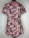 womens  vintage  tapestry design  tapestry  round neck  retro  purple  modette  mod dress  MOD  mini dress  mini  Fabiola dress  Erba  dress  decorative buttons  abstract print  a-line  60s  1960s  12