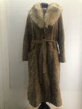 womens  vintage  Urban Village Vintage  urban village  Suede Jacket  Suede  sheepskin collar  Sheepskin  pockets  long sleeve  hippy  hippie  coat  button front  brown  70s  1970s  12