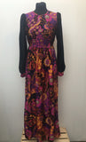womens  vintage  Urban Village Vintage  patterned  multi  maxi dress  long sleeves  long dress  floral print  floral dress  floral  dress  by Caprice  balloon sleeves  70s  1970s  10