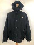 zip up jacket  zip up  vintage  Urban Village Vintage  MOD  large  l  Jacket  hooded  funnel neck  fred  fleece lining  coat  black