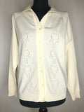 1960s Collared Cardigan in Cream - Size UK 12